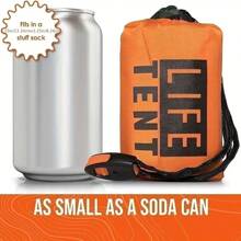 1pc Survival Tentemergency Shelter: Stay Safe And Dry In Any Weather Conditions - Includes 2-Person Tent, Survival Whistle And Thermal Blanket! - Orange - View 3