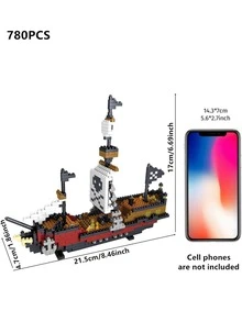 Diy航海船積木玩具組海盜船冒險創意船海島風暴船三維拼裝益智玩具收藏模型最佳生日禮物聖誕禮物一件 - 彩色 - 查看 4