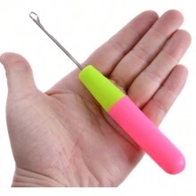 3pcs Two Tone Plastic Handle Crochet Needle Hook For Hair Braiding Micro Braids, Hair Extension, Feather And Dreadlock Beads - Hot Pink - View 4