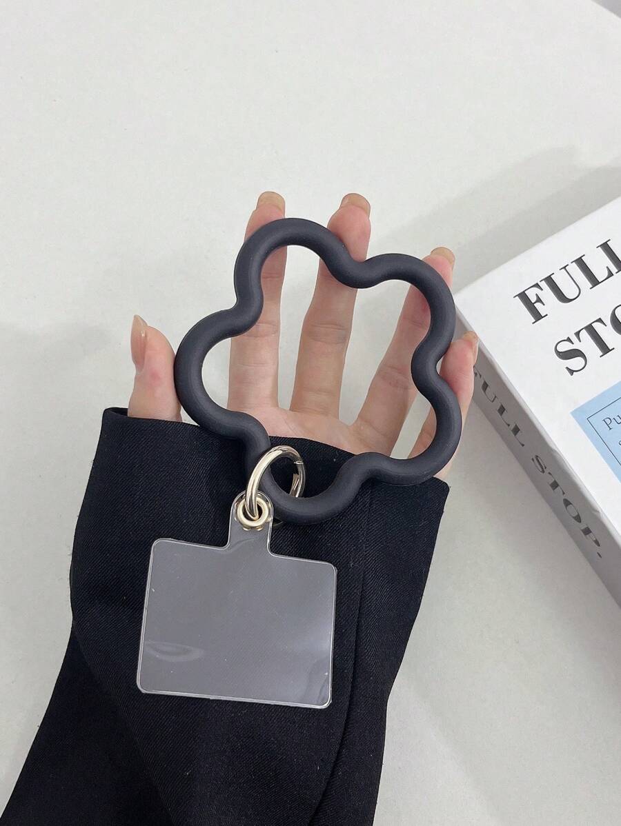 1入組硅膠花形手環手機掛繩,用於防摔防丟 - 黑色 - 查看 1