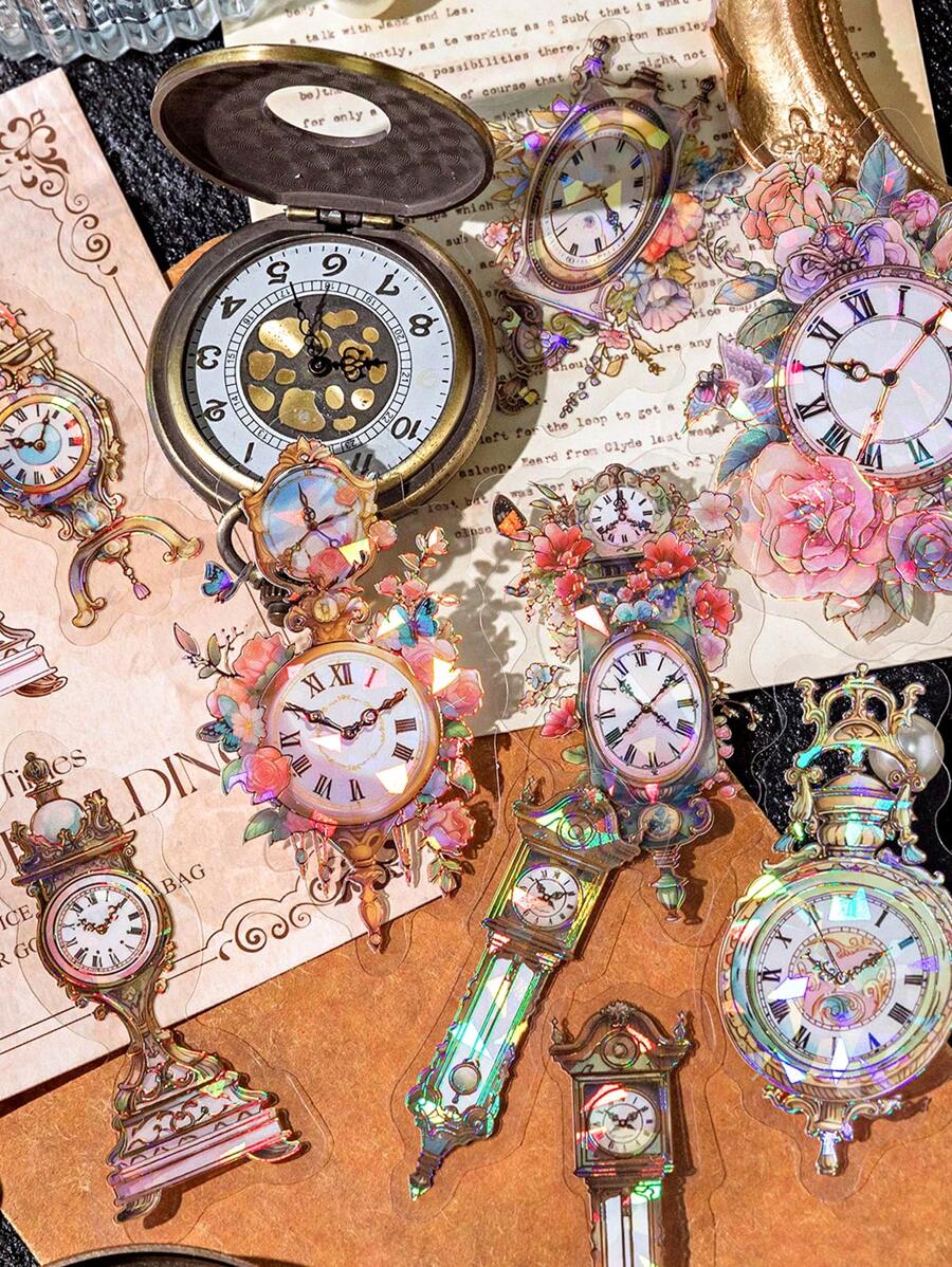 20pcs/Pack Antique Gold Foil Decorative Stickers For Diy Hand Account, Scrapbooking - Multicolor - View 1