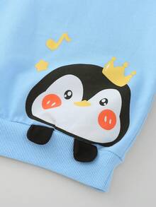 YOUQi 男嬰卡通印花休閒連帽衫和褲子套裝