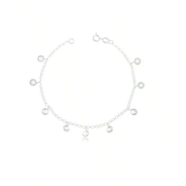 Pulseira Prata 925 Ponto de Luz Pedrinhas Cristal