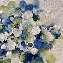 1入組50克/套80個霧面花朵、珍珠、蝴蝶混合造型開孔華麗樹脂珠,用於diy手鍊製作,手鍊材料