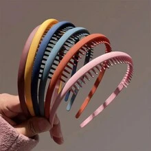 9 件裝女孩彩色塑膠帶牙髮帶,簡約純色防滑髮梳髮飾,非常適合日常使用 - 彩色 - 查看 2