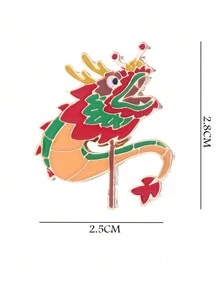 3入組獅子和龍舞蹈胸針,可愛的卡通風格,男女皆宜的春節配件,元素,原創情侶徽章 - 彩色 - 查看 10