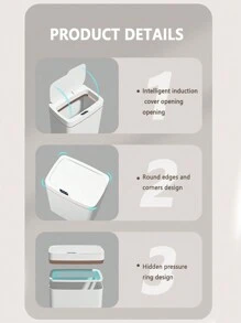 FoBianJie 自動帶蓋浴室垃圾桶 4 加侖 [尺寸更小,容量更大] 超薄智慧垃圾桶 非接觸式運動感應器 電動塑膠窄垃圾桶適用於浴室臥室廚房 - 白色 - 查看 5