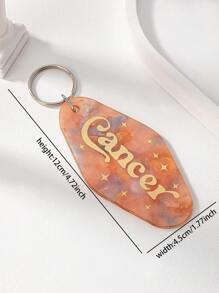 1pc Fashionable Minimalist Acrylic Zodiac Keychain, Ladies Birthday Gift Casual Car Accessories Bag Charm - Multicolor - View 10