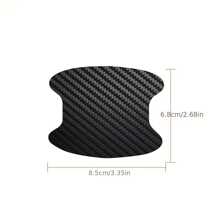4pcs Blue Carbon Fiber Pattern Car Door Bowl Protection Sticker, Fits For Most Cars - Blue - View 4