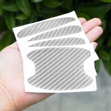 4pcs Blue Carbon Fiber Pattern Car Door Bowl Protection Sticker, Fits For Most Cars - Blue - View 5