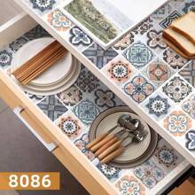 Thicken Bohemian Pattern Wallpaper Peel and Stick Blue Pink Black Grey Matte Mexican Moroccan Self-adhesive Contact Paper Vinyl Wrap Colorful Wall Tile Sticker for Kitchen Island Countertops Walls Decor