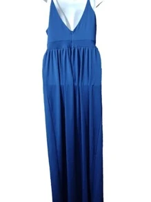 Maxi vestido azul, vestido largo de tirantes - azul real - Ver 7