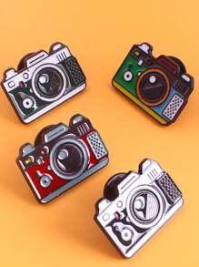 4pcs Cartoon Zinc Alloy Simple Camera Shaped Brooch Pin, Suitable For Daily Outfits Of Men And Women
