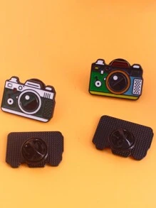 4pcs Cartoon Zinc Alloy Simple Camera Shaped Brooch Pin, Suitable For Daily Outfits Of Men And Women