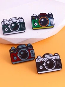 4pcs Cartoon Zinc Alloy Simple Camera Shaped Brooch Pin, Suitable For Daily Outfits Of Men And Women