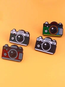 4pcs Cartoon Zinc Alloy Simple Camera Shaped Brooch Pin, Suitable For Daily Outfits Of Men And Women