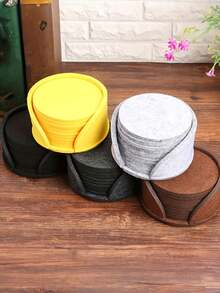 10pcs, Round Felt Coaster Set, Mug Placemat, Dining Table Protector Pad, Heat Resistant Cup Mat, Coffee Tea Hot Drink Holder, Home Decoration,Home essential, life essential - Grey - View 6