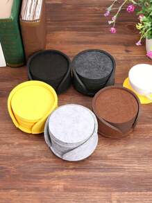 10pcs, Round Felt Coaster Set, Mug Placemat, Dining Table Protector Pad, Heat Resistant Cup Mat, Coffee Tea Hot Drink Holder, Home Decoration,Home essential, life essential - Grey - View 3