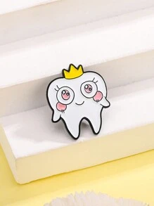 1pc Cartoon Teeth Design Brooch Including Skull Teeth, Decayed Teeth, Tooth Princess, With Oil Drip Paint - Multicolor - View 3