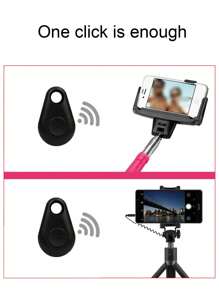 迷你蓝牙遥控器按钮无线控制器自拍自拍杆快门释放兼容 Android，10 米遥控距离，不含电池 - 黑色 - 查看 7