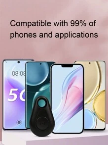迷你蓝牙遥控器按钮无线控制器自拍自拍杆快门释放兼容 Android，10 米遥控距离，不含电池 - 黑色 - 查看 2