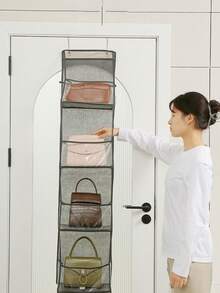 1入摺疊式掛牆收納組織袋,4/6層門掛式存儲袋,可高容量存放包包、玩具、襪子、內衣褲、帽子等衣物,可用於衣櫃、臥室、廚房
