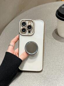 1 件圓形黑色折疊伸縮手機支架,塑膠手機支架