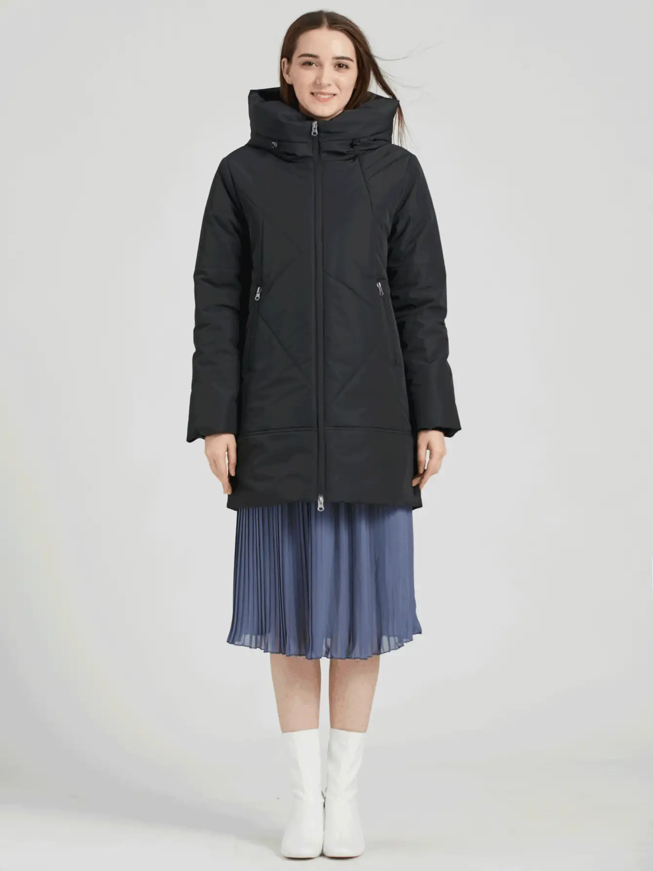 TECTOP Women's Winter Windproof Down Coats Thicken Padded Coat Warm Coat - Black - View 2