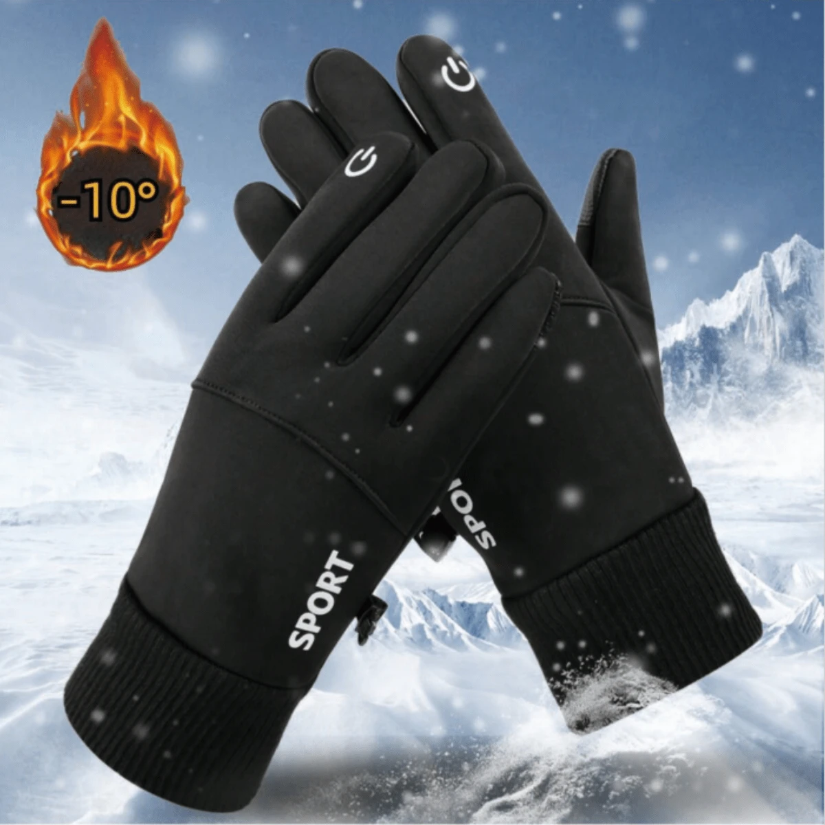 1 件冬季防风防水保暖手套，暖手器，适用于滑雪、登山、骑自行车等户外活动。带触摸屏功能。防滑、防风、防水，圣诞礼物 - 黑色 - 查看 1