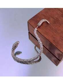 1 件女用小蛇耳環,復古創意潮流男情侶,小眾設計耳環,耳環,歐美風格繞耳 - 銀色 - 查看 2