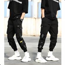 Pantalones Hombre Cargo Estilo Hip Hop - Negro - Ver 3
