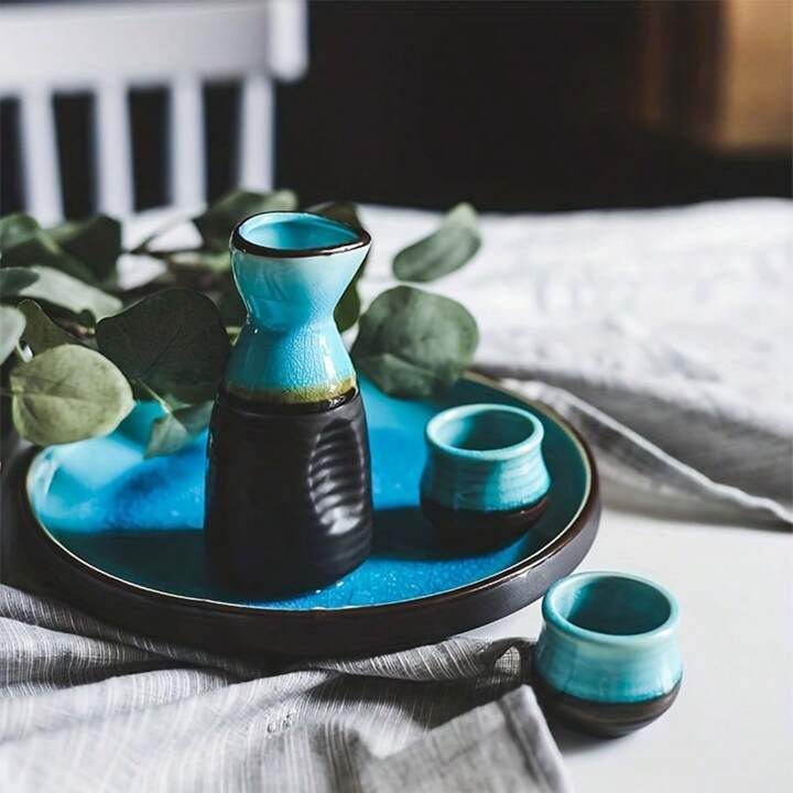 ウォーマー付き日本酒セット、陶器製日本製ホットセット 9点セット