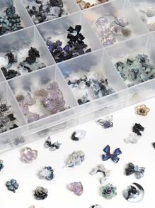 Thay đổi phong cách móng tay của bạn, 1 hộp đồ trang trí móng tay bằng nhựa Polyresin thiết kế tối giản dễ thương theo phong cách hoạt hình màu đen, phụ kiện làm móng tự làm, đồ trang trí móng tay - màu đen - Xem 4