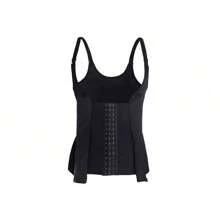 1 bucată vestă de modelare a corpului pentru femei cu fermoar și cârlig și elemente de fixare reglabile, lenjerie de corp Push Up, antrenor pentru talie - Negru - Vizualizare 3