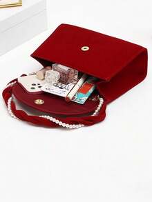 Square Bag Sexy Faux Pearl Beading Evening Bag Wedding Party Clutch Purse Shoulder Crossbody Bag Women Handbag Gift For New Year Christmas Gift For Women Christmas Gift Bag Merry Christmas