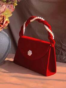 Square Bag Sexy Faux Pearl Beading Evening Bag Wedding Party Clutch Purse Shoulder Crossbody Bag Women Handbag Gift For New Year Christmas Gift For Women Christmas Gift Bag Merry Christmas