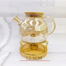 Glass Teapot Stovetop & Microwave Friendly Water Jug, Glass Borosilicate Teapot With Removable Filter Spout, Glass Teapots With Bamboo Lid, Teapot For Loose Leaf, Fruit Tea, Blooming Tea