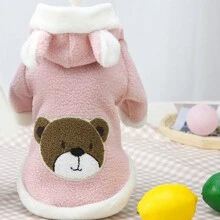 寵物服裝,新款卡通羊皮毛加厚連帽衫和夾克 - 灰色 - 查看 5