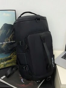 大容量旅行行李背包、防水運動健身包、週末旅行包和旅行包 - 黑色 - 查看 2