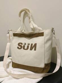 2023新款時尚帆布女大學生手提袋,大容量手提包,肩背包,休閒手提包