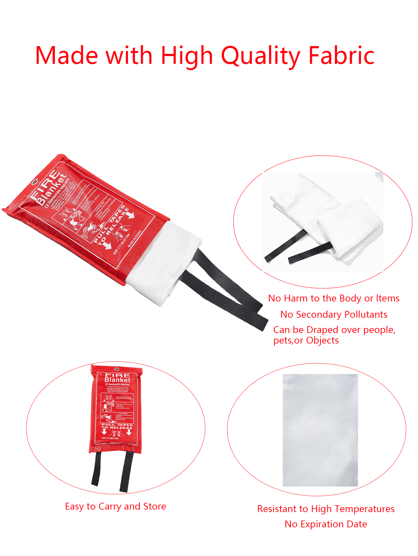 Emergency Fire Blanket 1 Pack Fire Suppression Blanket For Kitchen