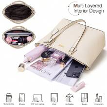 UKEIN Handbag Set, Purse Sets For Women, Tote Bag 4 Pcs, Fashion Purse Sets Women's Handbags The Tote Bag Handbags Sets - 米色 - 查看 3