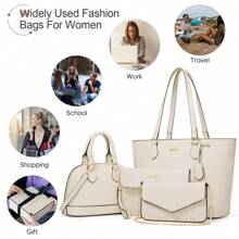 UKEIN Handbag Set, Purse Sets For Women, Tote Bag 4 Pcs, Fashion Purse Sets Women's Handbags The Tote Bag Handbags Sets - 米色 - 查看 5