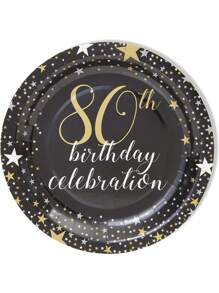 Sparkle and Bash 80th Birthday Party Paper Plates (9 Inches, 80 Pack), Festival, Party,Christmas Party Christmas Decor Christmas Decorations Christmas Gifts And, Halloween Party Halloween Decor Halloween Decorations Halloween Gifts - Black - View 3