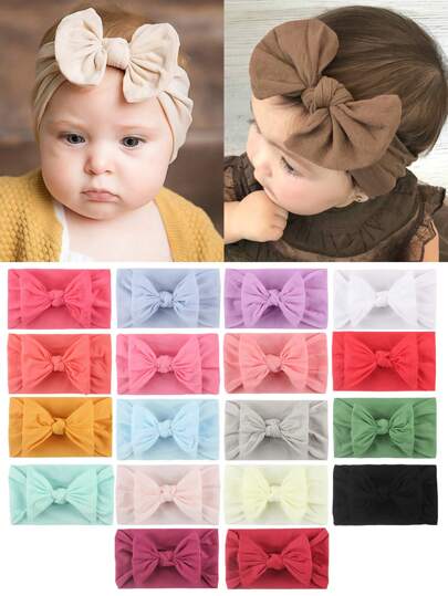 18pcs Candy Colored Soft & Stretchy Nylon Butterfly Baby Headbands Love Valentine
