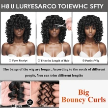 DZfirst Ombre Yellow 16 Inch Curly Wigs Short Curly Wig With Bangs Heat Resistant Synthetic Fiber Hair Cosplay Wigs - Yellow - View 9