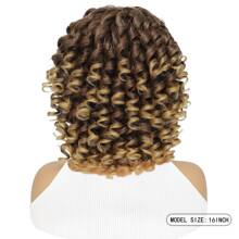 DZfirst Ombre Yellow 16 Inch Curly Wigs Short Curly Wig With Bangs Heat Resistant Synthetic Fiber Hair Cosplay Wigs - Yellow - View 4