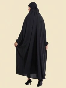 1pc Abaya & Hijab Set For Hajj, Umrah, And Mosque Use - Black - View 5