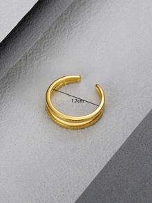 MONALLY 1 Miếng Creative Sang trọng & Tối giản Thiết kế Mở Điều chỉnh Thép không gỉ Của phụ nữ Nhẫn , Buổi tiệc Phong cách Thời trang Phụ kiện , Qủa tặng - Vàng - Xem 4