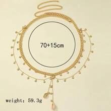 1 件時尚性感貝殼吊墜女用腰鍊 - 金黃色 - 查看 4